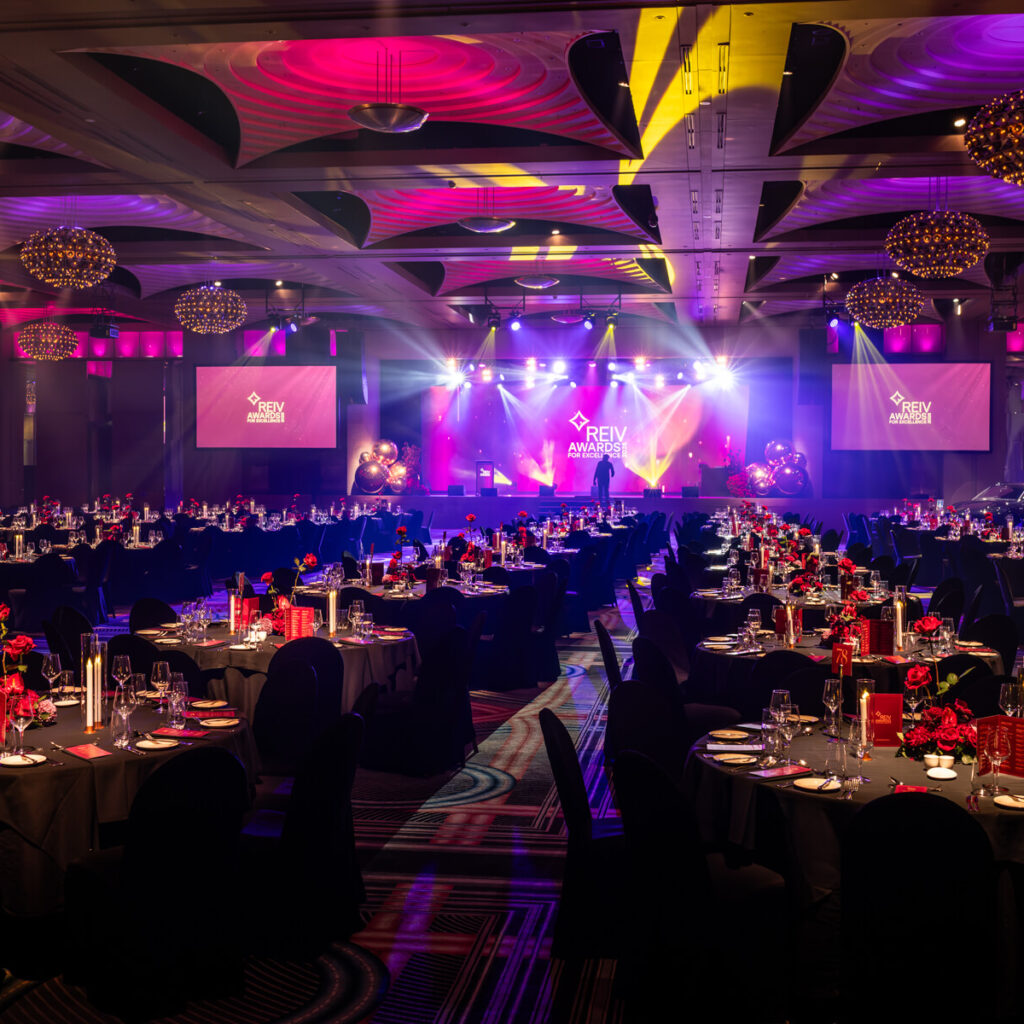 Professional event styling photography in Melbourne, captured for Carter & Ko at the REIV Gala Dinner 2025 at Crown Palladium.