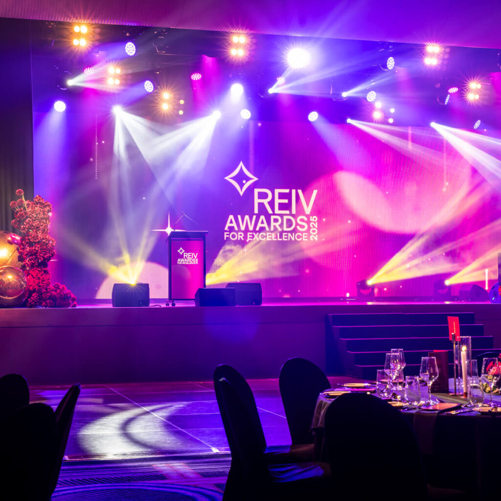 Professional event styling photography in Melbourne, captured for Carter & Ko at the REIV Gala Dinner 2025 at Crown Palladium.