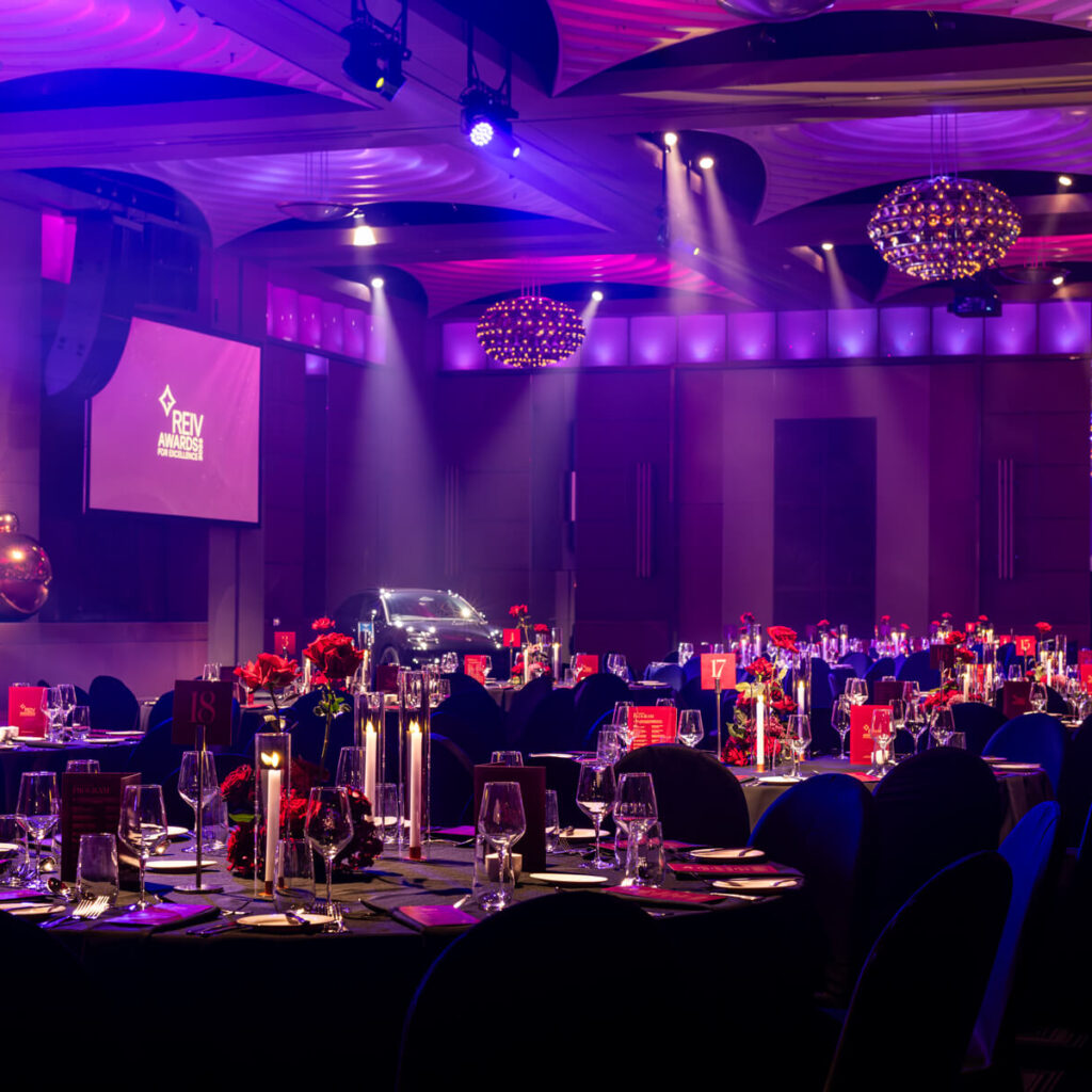 Professional event styling photography in Melbourne, captured for Carter & Ko at the REIV Gala Dinner 2025 at Crown Palladium.