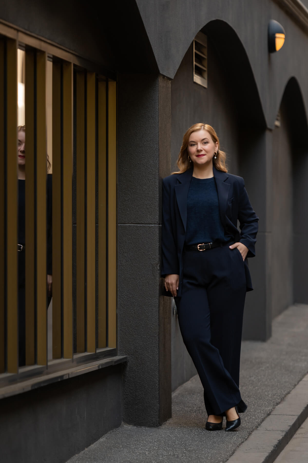Melbourne branding photoshoot capturing Fiona Cameron in city streets